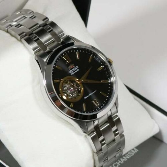 Orient Men's Open Heart Black Dial Automatic Watch
